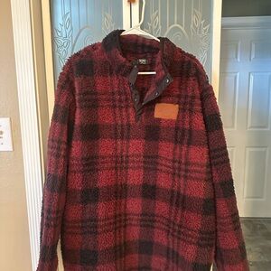 Pronto Uomo Red and Black Plaid Crewneck Sweater